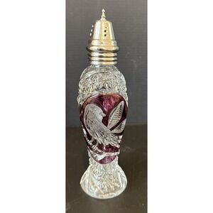 Hofbauer Red Byrdes Bird Cut Clear Cranberry Crystal Salt Or Pepper Shaker One